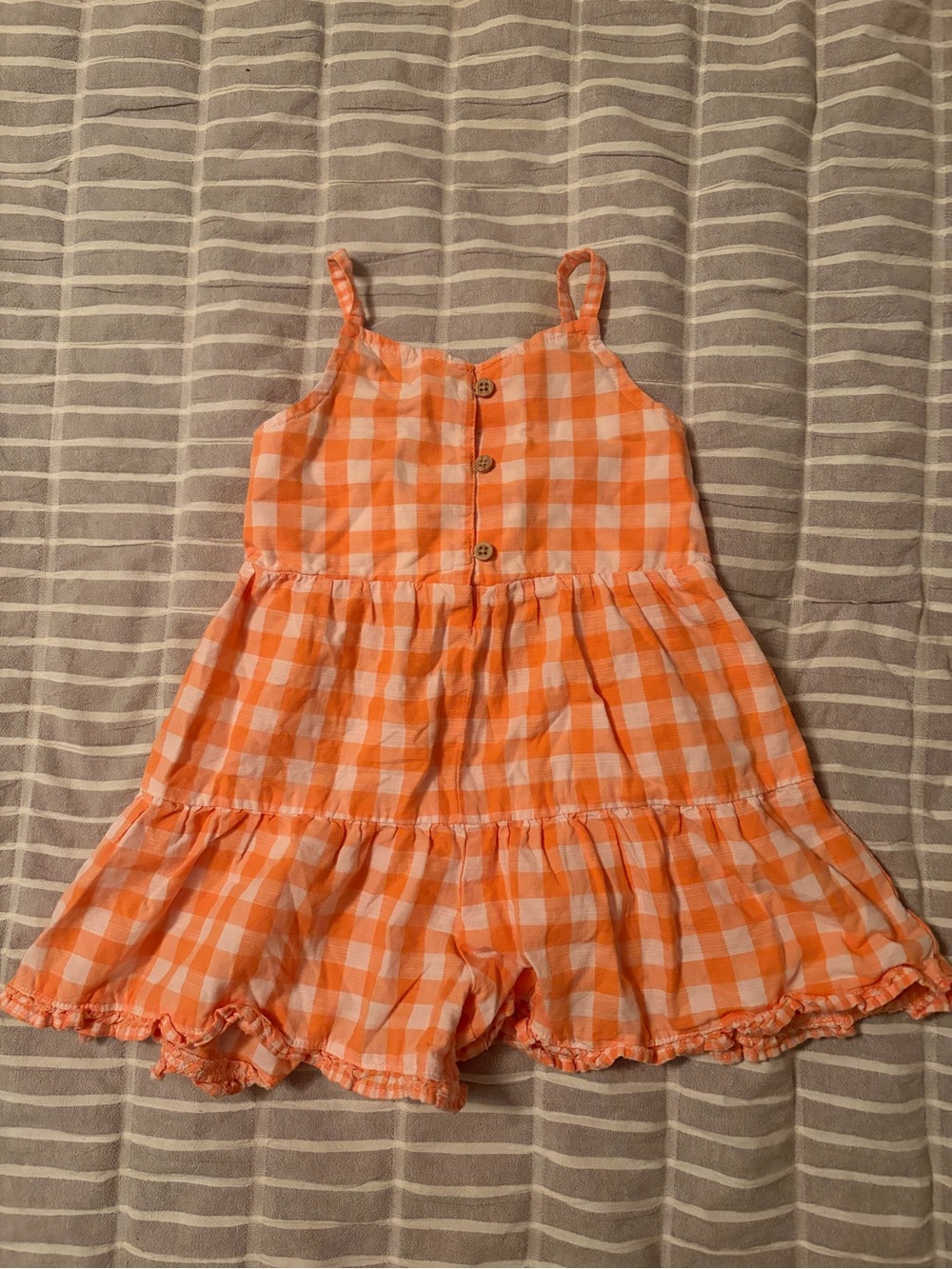Carter's Orange and White Gingham Romper